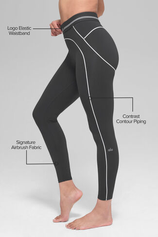 Alo Yoga Airbrush High-Waist 7/8 Heart Throb Legging - Anthracite/White in Saudi Arabia