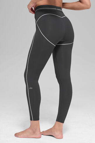 Alo Yoga Airbrush High-Waist 7/8 Heart Throb Legging - Anthracite/White in Saudi Arabia
