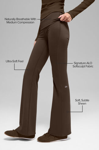 Alo Yoga ALO Softsculpt Foldover Flare Legging - Espresso in Saudi Arabia