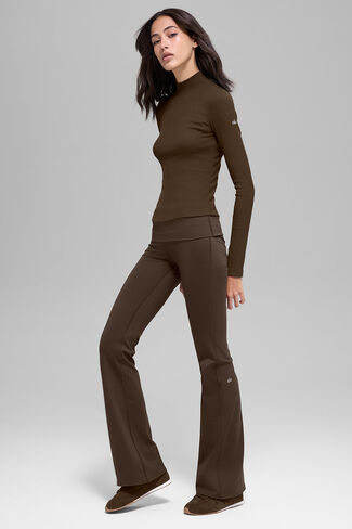 Alo Yoga ALO Softsculpt Foldover Flare Legging - Espresso in Saudi Arabia
