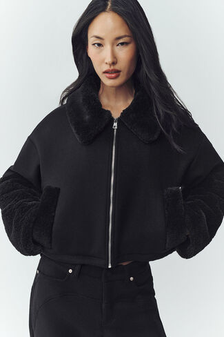 Alo Yoga Wool Blend Nightfall Bomber - Black in Kuwait