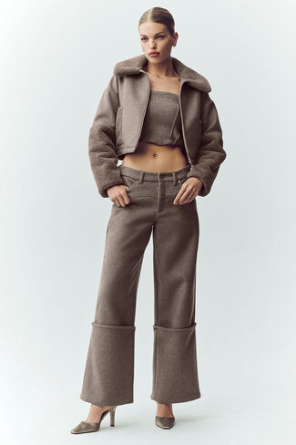 Alo Yoga Wool Blend Nightfall Bomber - Alpine Cocoa Heather in Saudi Arabia