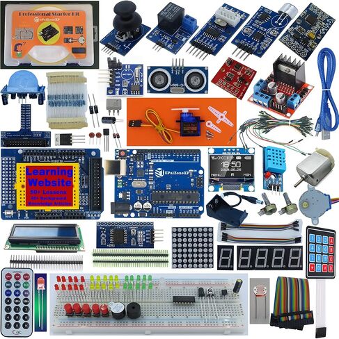 Professional Mega R3 Mega 2560 Starter Kit Compatible with Arduino IDE, The Most Detailed 50+ Lessons, Plus 40+ Background Knowledge Articles, Detailed Explanation, Compass, Gyro in Kuwait