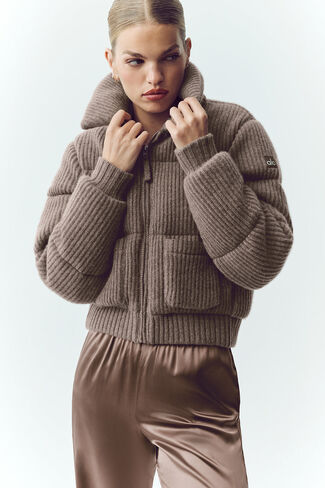 Alo Yoga Cashmere Northstar Sweater Puffer - Alpine Cocoa Heather in Saudi Arabia