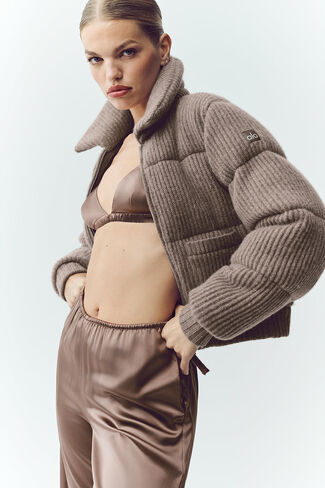 Alo Yoga Cashmere Northstar Sweater Puffer - Alpine Cocoa Heather in Saudi Arabia