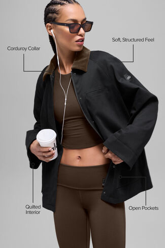 Alo Yoga Twill Barn Jacket - Black/Espresso in Saudi Arabia