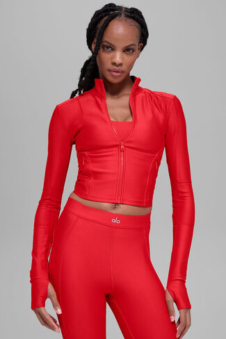 Alo Yoga Airlift Ignite Zip Up Jacket - Bright Red in Saudi Arabia