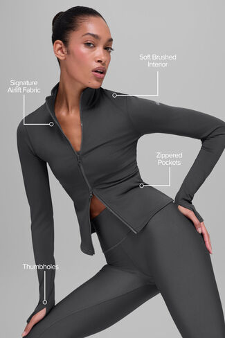 Alo Yoga Airlift Winter Warm Radiant Full-Zip Jacket - Anthracite in Saudi Arabia