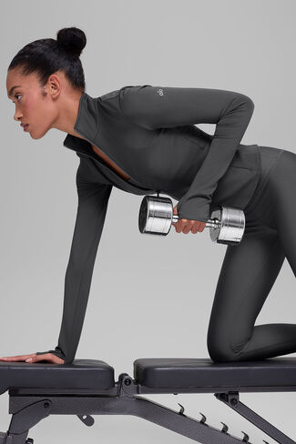 Alo Yoga Airlift Winter Warm Radiant Full-Zip Jacket - Anthracite in Saudi Arabia