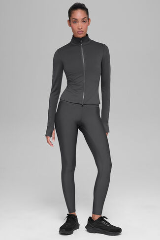 Alo Yoga Airlift Winter Warm Radiant Full-Zip Jacket - Anthracite in Saudi Arabia