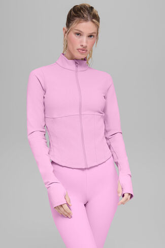جاكيت Alo Yoga Airbrush Corset بسحاب كامل - كاندي هارت بينك in Kuwait