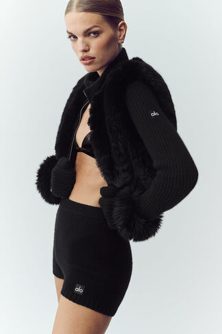 Alo Yoga Faux Fur Cashmere Northstar Full Zip - Black in Kuwait