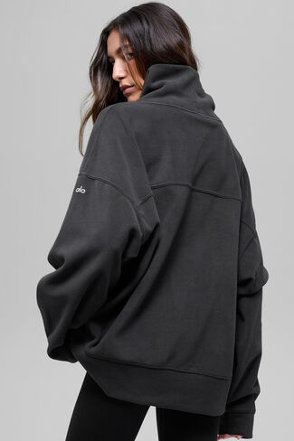 Alo Yoga Polar Fleece Hazy Pullover - Black in Saudi Arabia