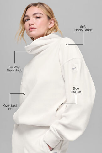 Alo Yoga Polar Fleece Hazy Pullover - Ivory in Saudi Arabia