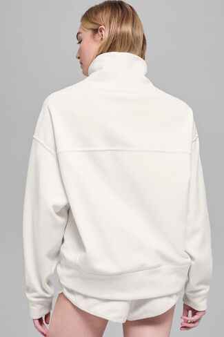 Alo Yoga Polar Fleece Hazy Pullover - Ivory in Saudi Arabia