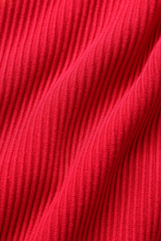 Alo Yoga Denim Knit كم طويل بدون ظهر - أحمر ساطع in Kuwait