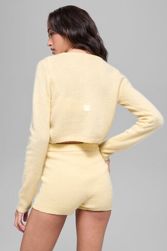 Alo Yoga Wool Cashmere New Class Cropped Cardigan - Candlelight Yellow in Saudi Arabia