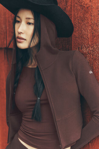 Alo Yoga Sway Full Zip Hoodie - Brownstone in Kuwait