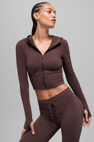 Alo Yoga Sway Full Zip Hoodie - Brownstone in Kuwait