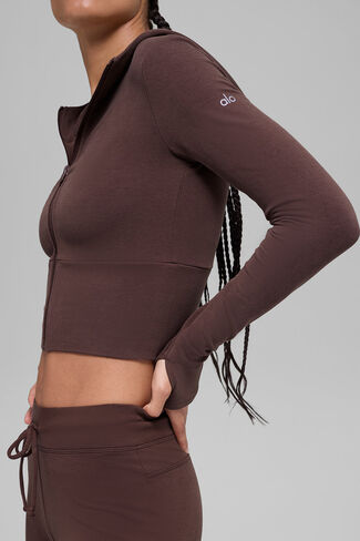 Alo Yoga Sway Full Zip Hoodie - Brownstone in Kuwait