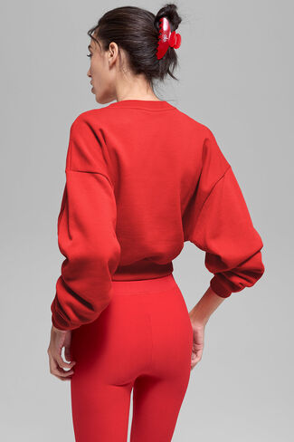 Alo Yoga Cropped Accolade Crewneck - Bright Red in Saudi Arabia