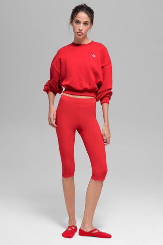 Alo Yoga Cropped Accolade Crewneck - Bright Red in Saudi Arabia