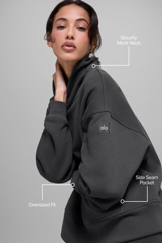 بلوفر Alo Yoga Hazy Mock Neck - أنثراسايت in Kuwait