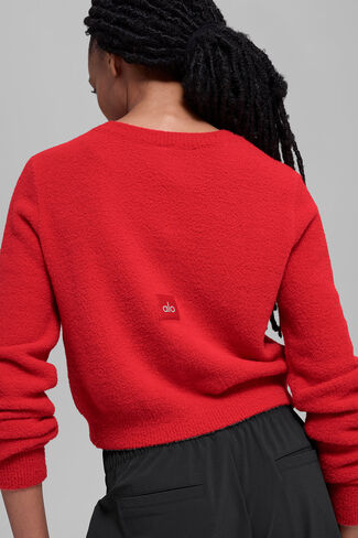 Alo Yoga Snuggle Up Sweater Cropped Cardigan - Bright Red in Saudi Arabia