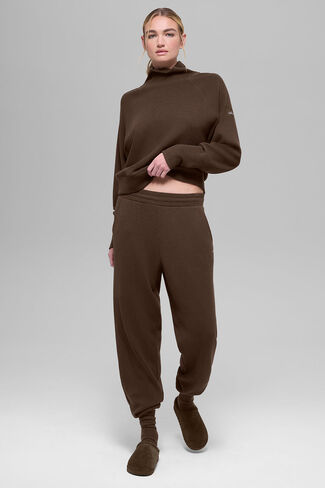 Alo Yoga Waffle Weekend Escape Mock Neck Long Sleeve - Espresso in Saudi Arabia