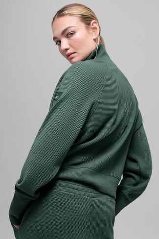 Alo Yoga Waffle Weekend Escape Mock Neck Long Sleeve - Clover Green in Kuwait