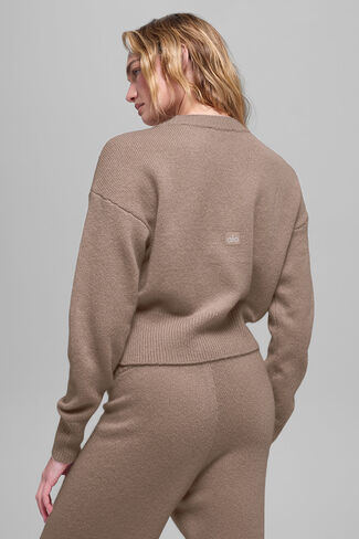 Alo Yoga Wool Cashmere Cropped New Class Crewneck Sweater - Chai Latte in Saudi Arabia