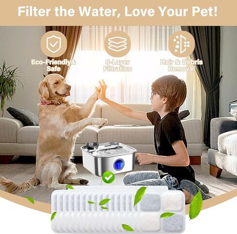 10+10 مرشحات استبدال الحزمة لمستنافير Featherneedy 7L/1.8gal Dog Water (FN-W05) ، و 5 أشهر لموزيرات وعاء المياه الكبيرة ، وتشمل 10 مرشحات و 10 إسفنجية in Kuwait