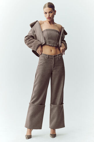 Alo Yoga Wool Blend Nightcap Corset Top - Alpine Cocoa Heather in Saudi Arabia
