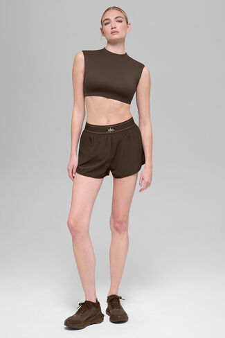 Alo Yoga ALO Softsculpt Capped Out Short Sleeve - Espresso in Kuwait