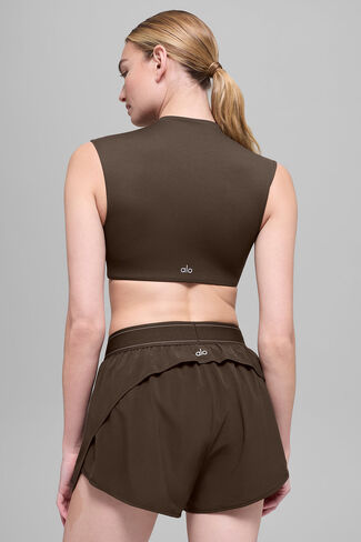 Alo Yoga ALO Softsculpt Capped Out Short Sleeve - Espresso in Kuwait
