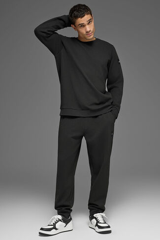 طاقم ألو يوجا وافل لاونج بأكمام طويلة - أسود in Kuwait