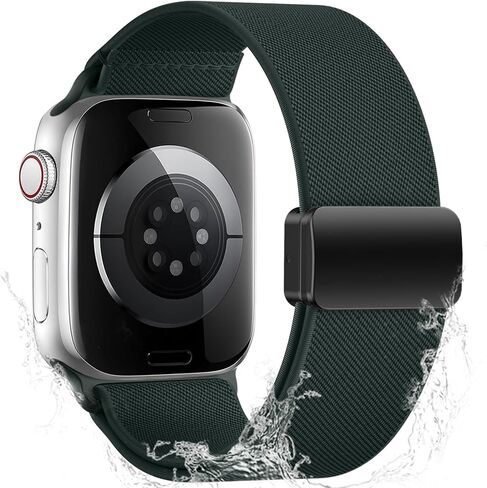 Stretchy Nylon Band Compatible with Apple Watch Bands for Men Women 40mm 38mm 41mm 42mm 44mm 45mm 46mm 49mm, Magnetic Clasp Elastic Sport Solo Loop Strap for iWatch Series 11 10 9 8 7-1 Ultra 3 SE in Saudi Arabia