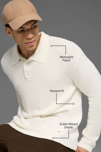 بولو يوجا منسوج بأكمام طويلة - عاجي in Kuwait