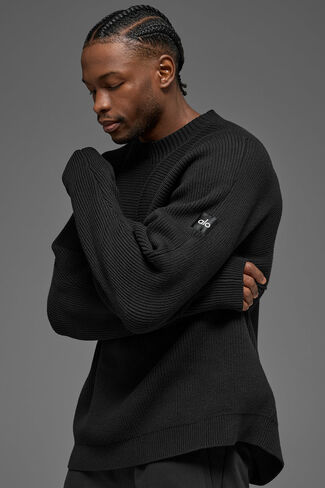 سترة Alo Yoga Domain Shift Rib Knit - أسود in Kuwait