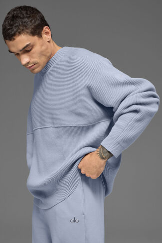 سترة Alo Yoga Domain Shift Rib Knit Crew - الشتاء الصقيع in Kuwait