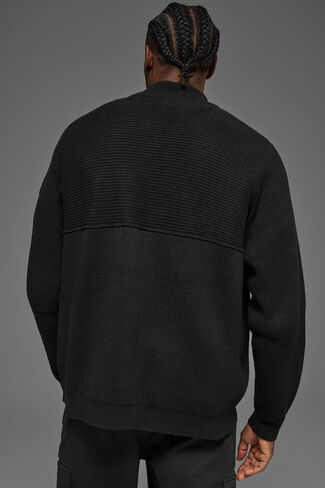 Alo Yoga Domain Shift Rib Knit 1/4 Zip Sweater - Black in Kuwait