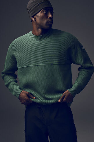 Alo Yoga Domain Shift Rib Knit Sweater Crew - Clover Green in Saudi Arabia
