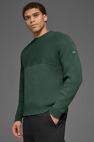 Alo Yoga Domain Shift Rib Knit Sweater Crew - Clover Green in Saudi Arabia