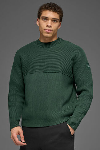 Alo Yoga Domain Shift Rib Knit Sweater Crew - Clover Green in Saudi Arabia