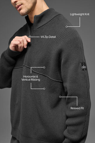 سترة Alo Yoga Domain Shift Rib Knit بسحاب 1/4 - أنثراسايت in Kuwait