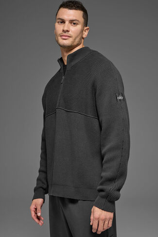 سترة Alo Yoga Domain Shift Rib Knit بسحاب 1/4 - أنثراسايت in Kuwait