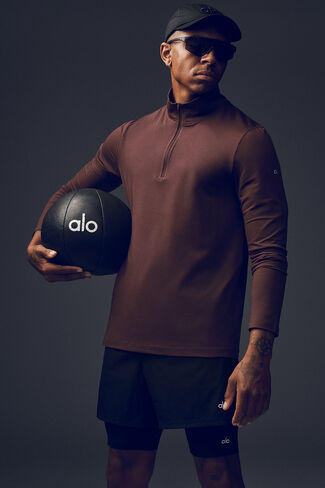 Alo Yoga Conquer 1/4 Zip Reform Long Sleeve - Brownstone in Kuwait