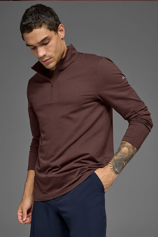Alo Yoga Conquer 1/4 Zip Reform Long Sleeve - Brownstone in Kuwait