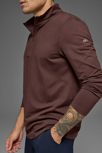 Alo Yoga Conquer 1/4 Zip Reform Long Sleeve - Brownstone in Kuwait