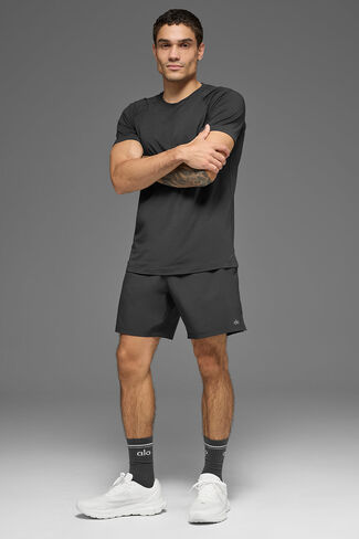 Alo Yoga ALO Vapor Crewneck كم قصير - أنثراسايت in Kuwait